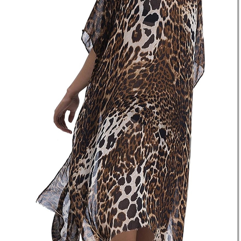 Leopard Print Swim Cover-Up animal print boho cover up festivals - Picture 5 of 5